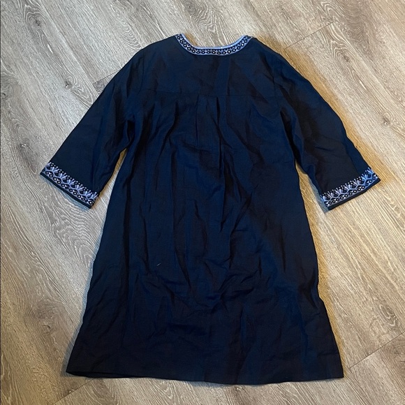 Chico’s casual Navy Blue Embellished Beaded Linen Dress size 8 - Picture 8 of 8